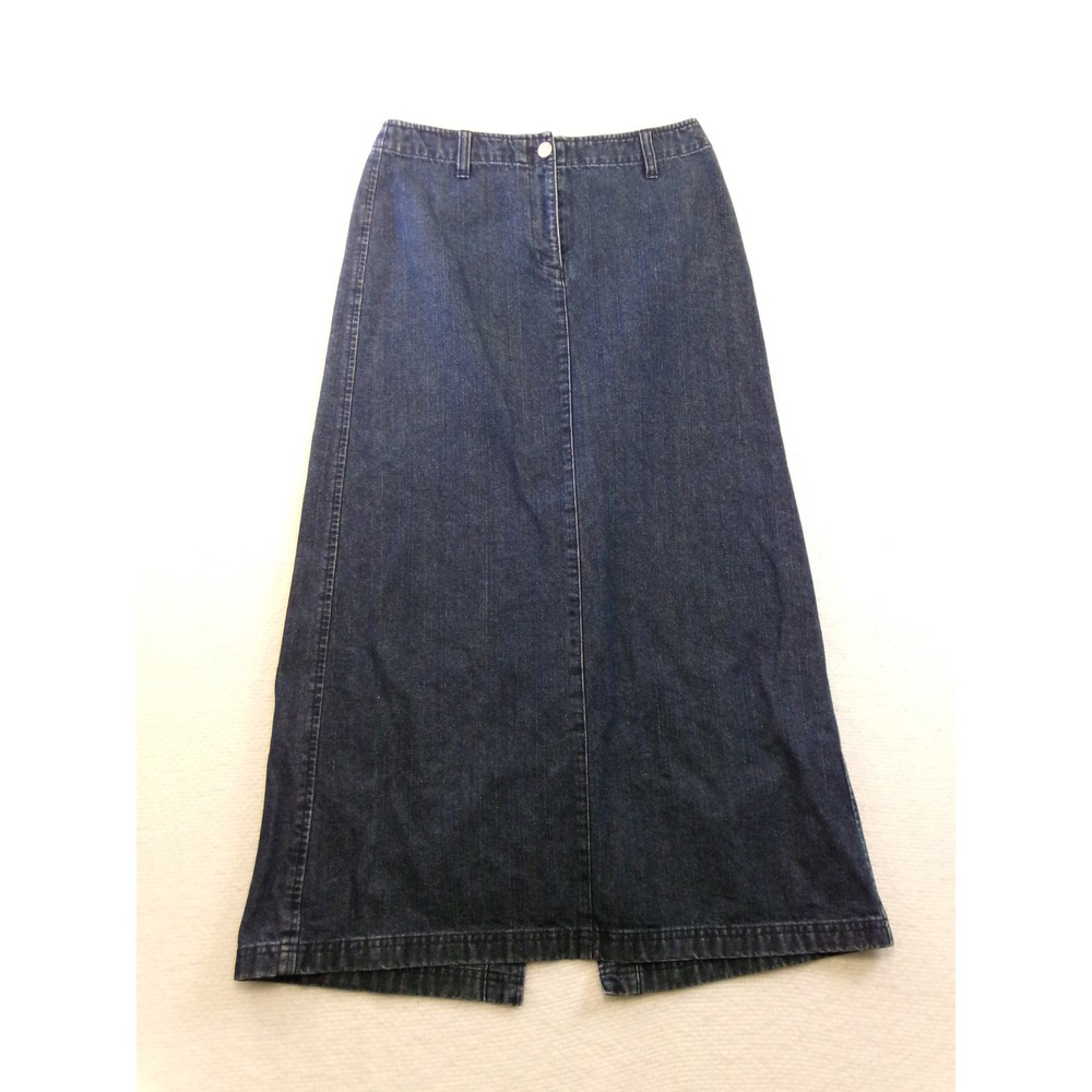 Ann Taylor Loft Jeans Dark Wash Denim Maxi Skirt Size 6 A-Line High Back Slit